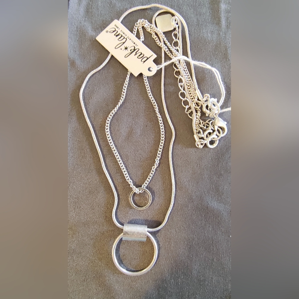 Park Lane Vintage Silver "Circles" Layered Necklace With Original Vintage Tag